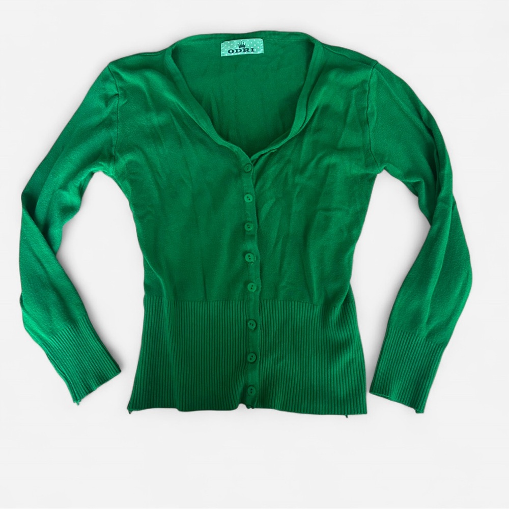 Green Button-Up Women's Sweater